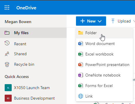 Create Folder in OneDrive