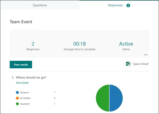 Responses tab Responses tab